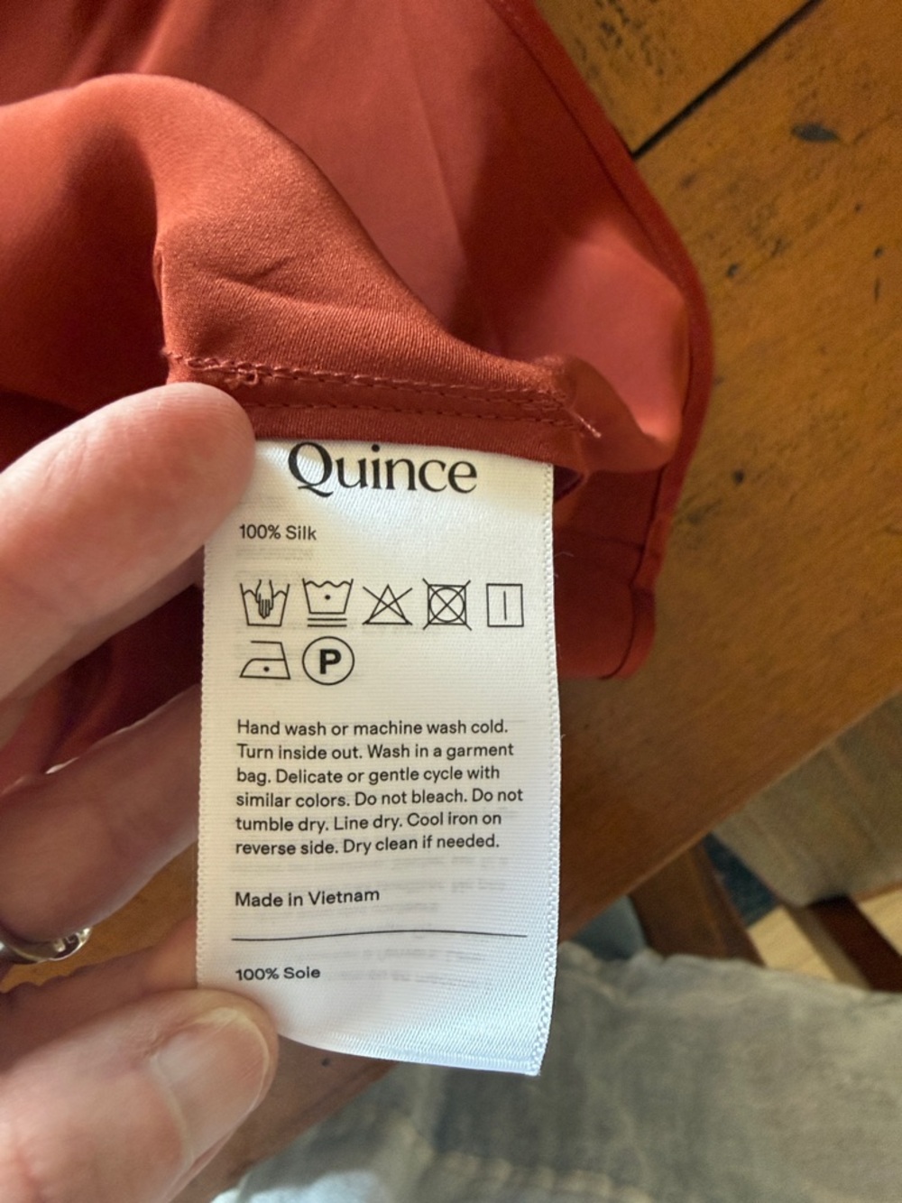 NWT Quince 100% Washable Silk Slip Dress in Paprika Red - Small - Picture 9 of 15